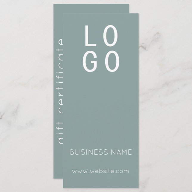 MINIMAL SAGE GREEN BUSINESS LOGO GIFT CERTIFICATE (Front/Back)