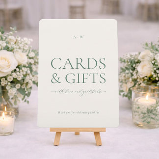 Minimal Sage Green Cards & Gifts Wedding Sign