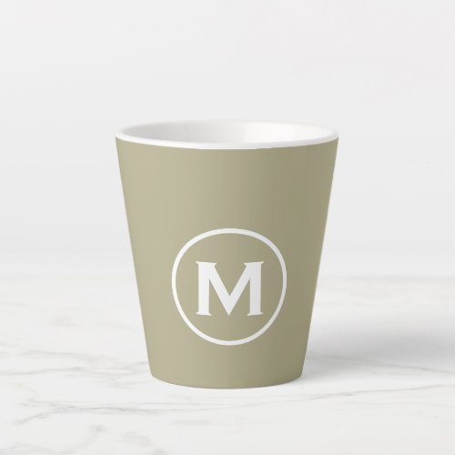 Minimal Sage Green Classic Monogram Latte Mug