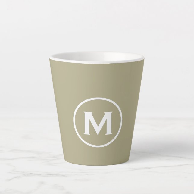 Minimal Sage Green Classic Monogram Latte Mug (Front)