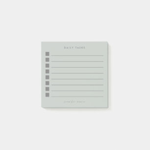 Minimal Sage Green Daily Tasks Planner Post-it Notes