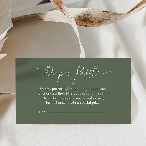 Minimal Sage Green Diaper Raffle Enclosure Card