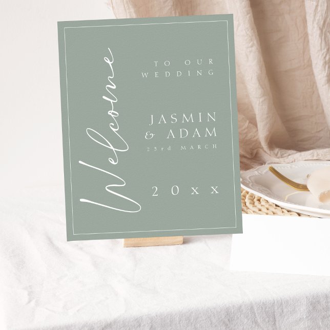 Minimal Sage Green Elegant Wedding Welcome Sign (Creator Uploaded)
