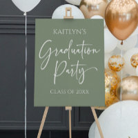 Minimal Sage Green Graduation Party Welcome Sign