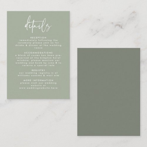 Minimal Sage Green Handwritten Script Wedding