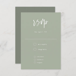 Minimal Sage Green Handwritten Script Wedding RSVP Card