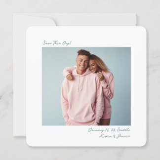 minimal sage green Insta Film Photo Wedding  Save The Date