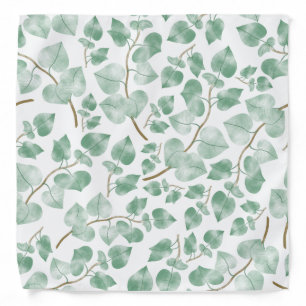 Minimal Sage Green Leaves Watercolor Pattern Bandana
