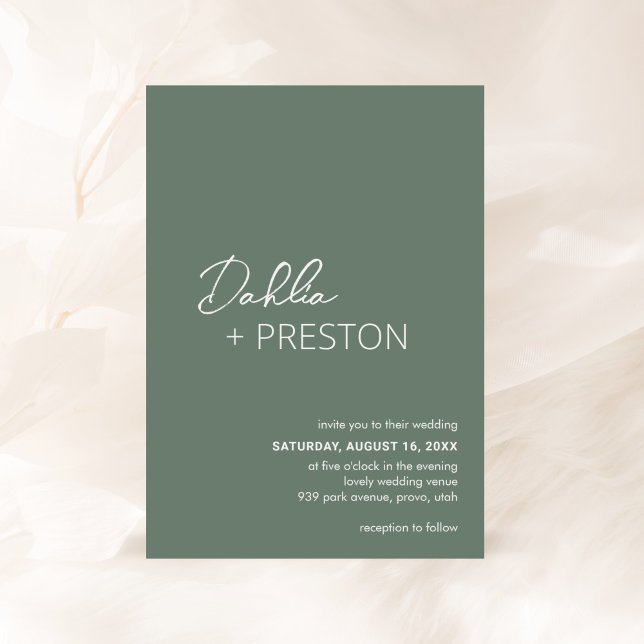 Minimal Sage Green Modern Wedding Invitation (Creator Uploaded)