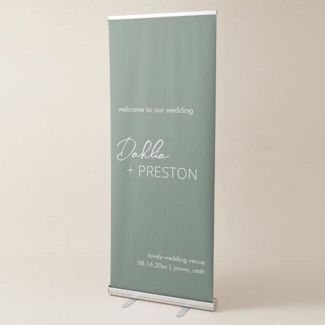 Minimal Sage Green Modern Wedding Welcome Sign (3/4)