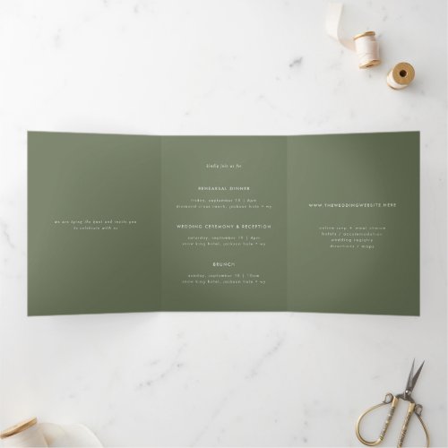 Minimal Sage Green Multi_Event Wedding Invitation