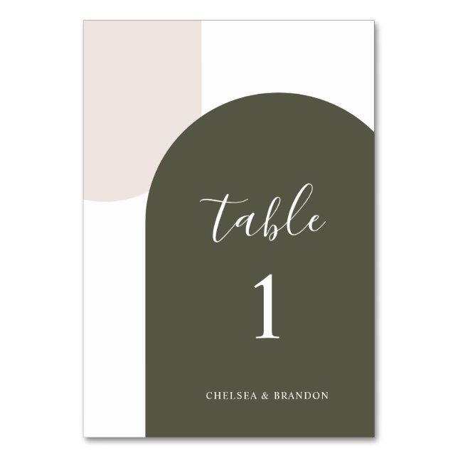 Minimal Sage Green Rustic Boho Arch Table Number (Front)