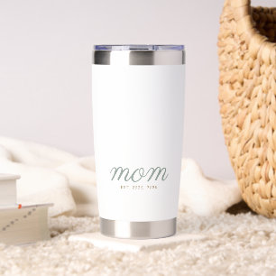 Minimal Sage Green Script & Gold Mom Established Insulated Tumbler