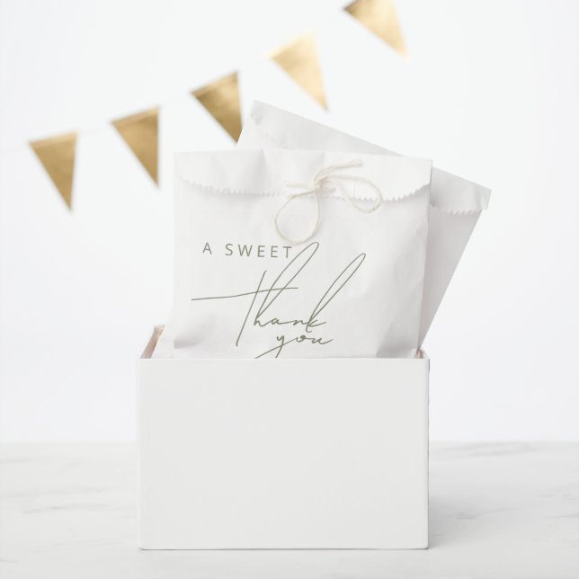 Minimal Sage Green Sweet Thank You Wedding Favor Bag (Party)