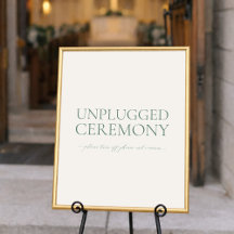 Minimal Sage Green Unplugged Ceremony Wedding Sign