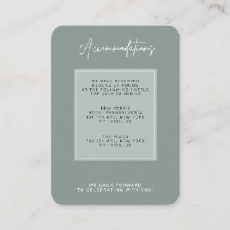 Minimal Sage Green Wedding Accommodation Enclosure Card