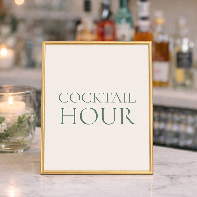 Minimal Sage Green Wedding Cocktail Hour Sign (Creator Uploaded)