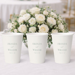 Minimal Sage Green Wedding Cups