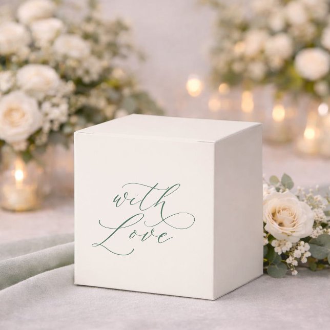 Minimal Sage Green Wedding Favor Box with Love (Creator Uploaded)
