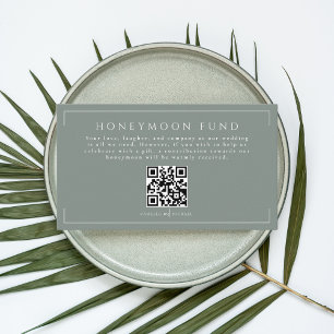 Minimal Sage Green Wedding Honeymoon Fund QR Code Enclosure Card