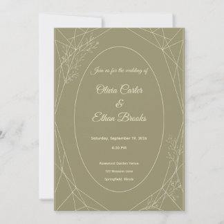 Minimal Sage Green Wedding Invitation