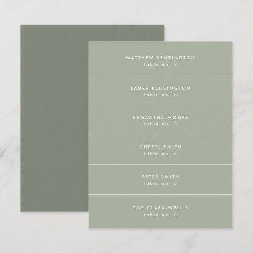 Minimal Sage Green Wedding Place Name Card