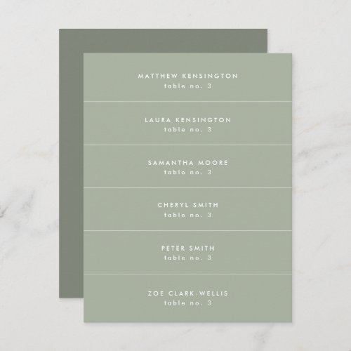 Minimal Sage Green Wedding Place Name Card