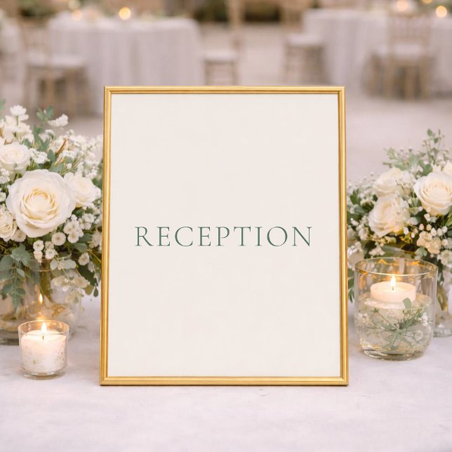 Minimal Sage Green Wedding Reception Sign (Creator Uploaded)