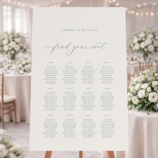Minimal Sage Green Wedding Seating Chart  Foam Board (Creator Uploaded)