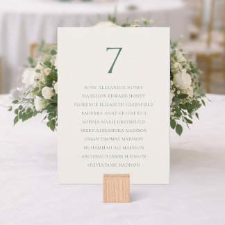 Minimal Sage Green Wedding Seating Chart Thank You Card
