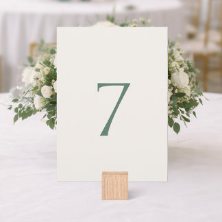 Minimal Sage Green Wedding Table Number Card