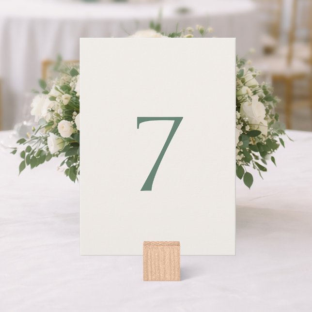 Minimal Sage Green Wedding Table Number Card (Creator Uploaded)