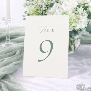 Minimal Sage Green Wedding Table Numbers 1–19