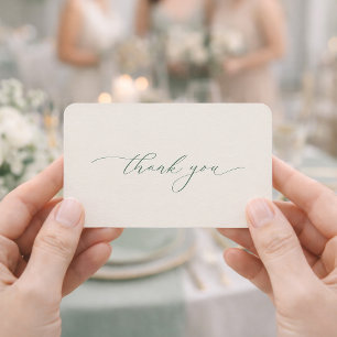 Minimal Sage Green Wedding Thank You Favor Card