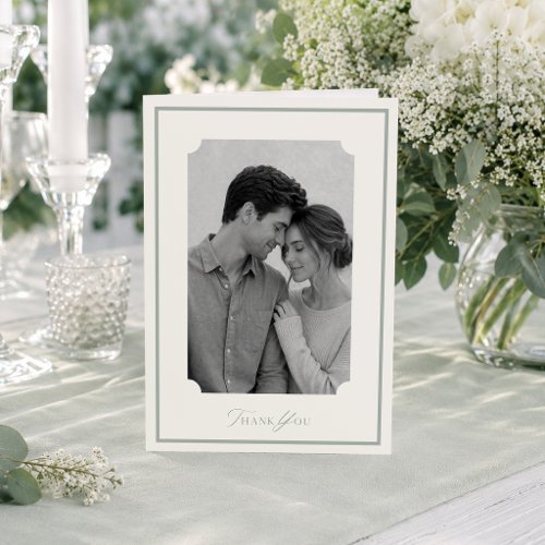 Minimal Sage Green Wedding Thank You Photo Card