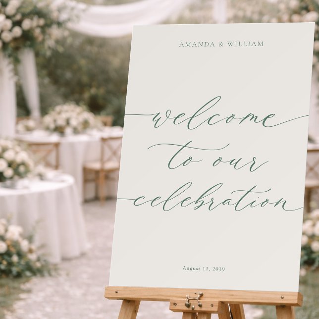 Minimal Sage Green Wedding Welcome Sign (Creator Uploaded)