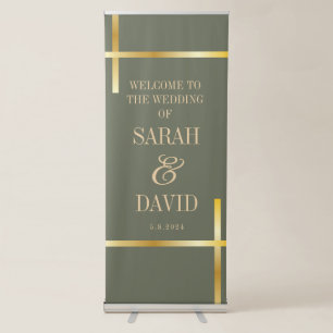 Minimal Sage Green with Gold Stripe Retractable Banner