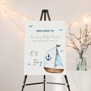 Minimal Sailboat Anchor Baby Shower Welcome Sign
