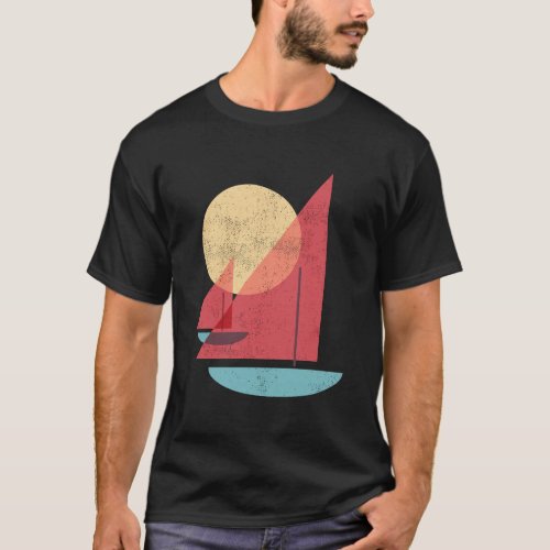 Minimal Sailboat Vintage Sailing Sunset Sunrise T_Shirt