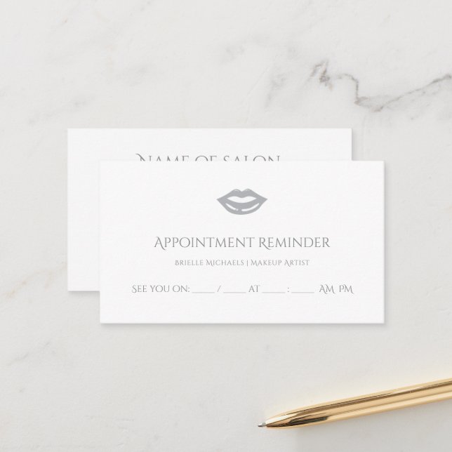 Minimal Salon Appointment Reminder Card (Front/Back In Situ)