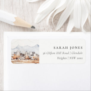 Minimal Salt Lake City Utah Watercolor Address Label
