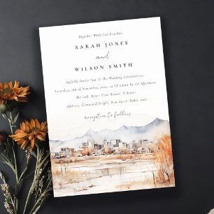 Minimal Salt Lake City Utah Watercolor Wedding Invitation