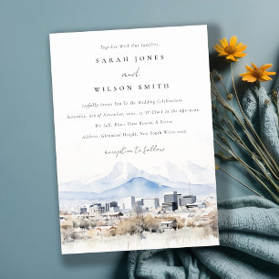 Minimal Salt Lake City Utah Watercolor Wedding Invitation
