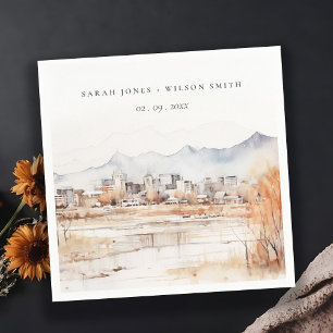 Minimal Salt Lake City Utah Watercolor Wedding Napkins