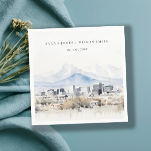 Minimal Salt Lake City Utah Watercolor Wedding Napkins