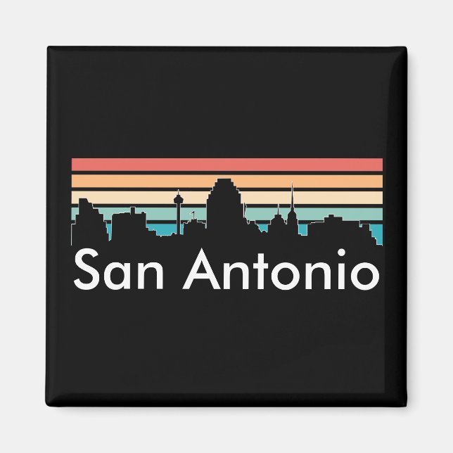 Minimal San Antonio Vintage Sunset Skyline Magnet (Front)