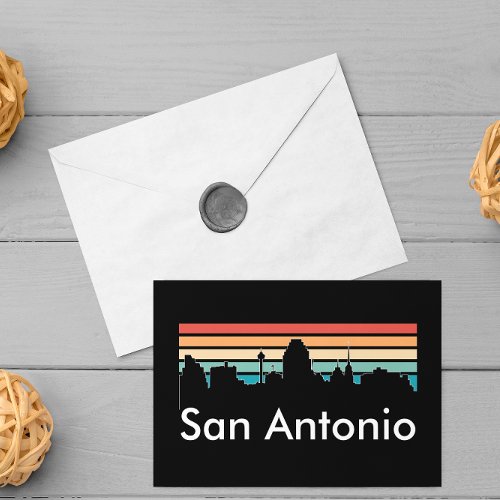 Minimal San Antonio Vintage Sunset Skyline Postcard