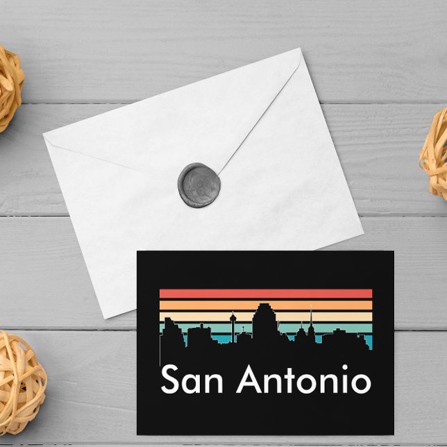 Minimal San Antonio Vintage Sunset Skyline Postcard (san antonio texas skyline postcard)
