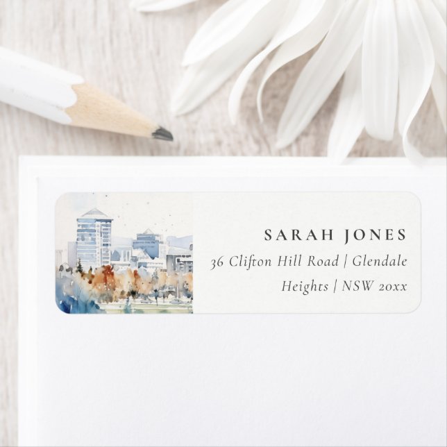 Minimal San Jose, California Watercolor Address Label (Insitu)