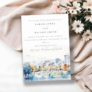 Minimal San Jose, California Watercolor Engagement Invitation